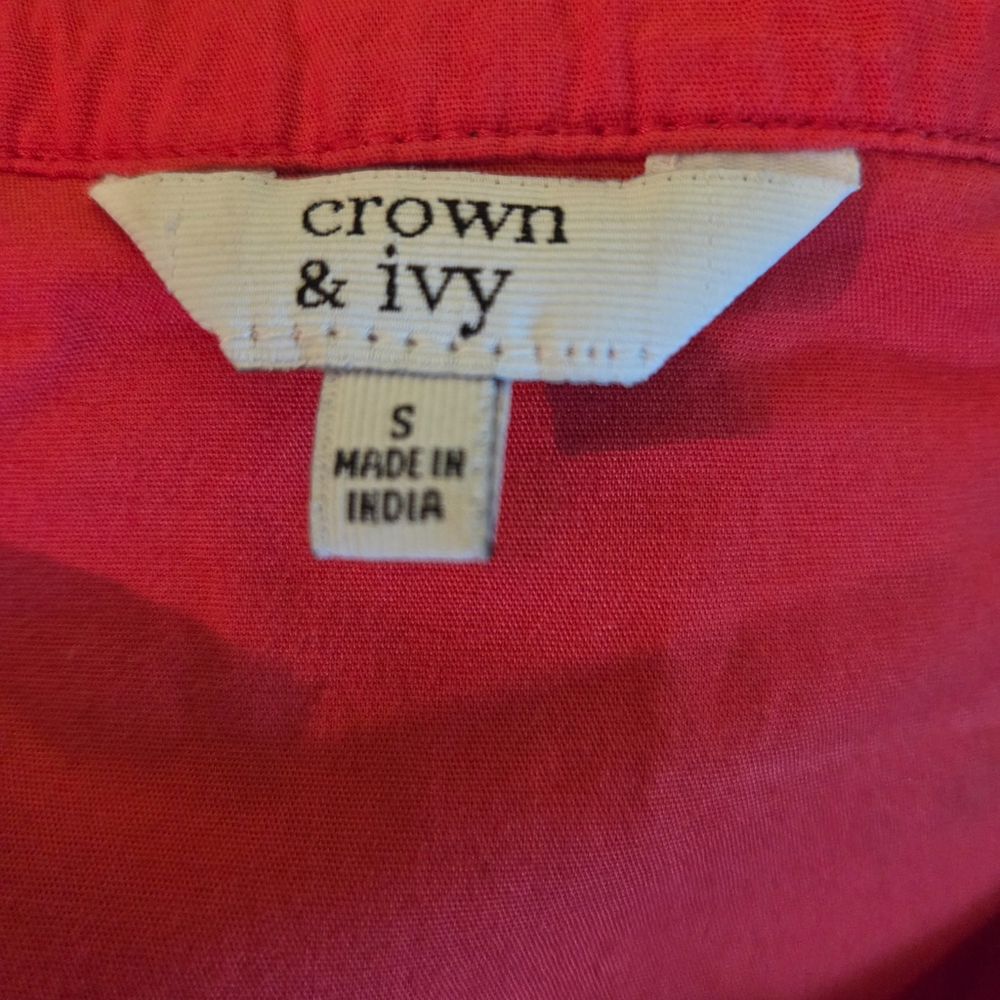 Crown & Ivy Red Embroidered Boho Peasant Top Floral Long Sleeve Blouse Size S - Picture 5 of 5
